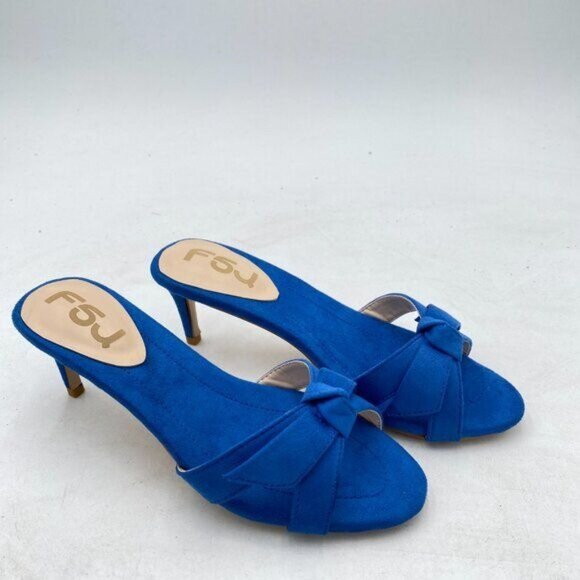FSJ Royal Blue Knot Kitten Heels - Picture 4 of 8